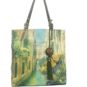 New Sharif Sage Green Leather Adjustable Strap Shoulder Tote Bag